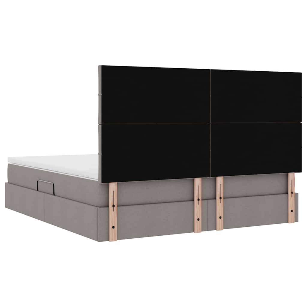 Bed met LED -striplichten met opslag Taupe 160 x 200 cm Stof