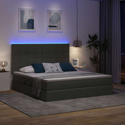 Bed met LED -striplichten Donkergrijs 180 x 200 cm Stof