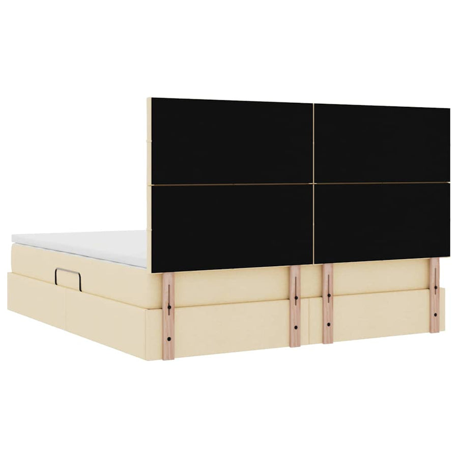 Bed met LED -striplichten met opslag Crème 180 x 200 cm Stof