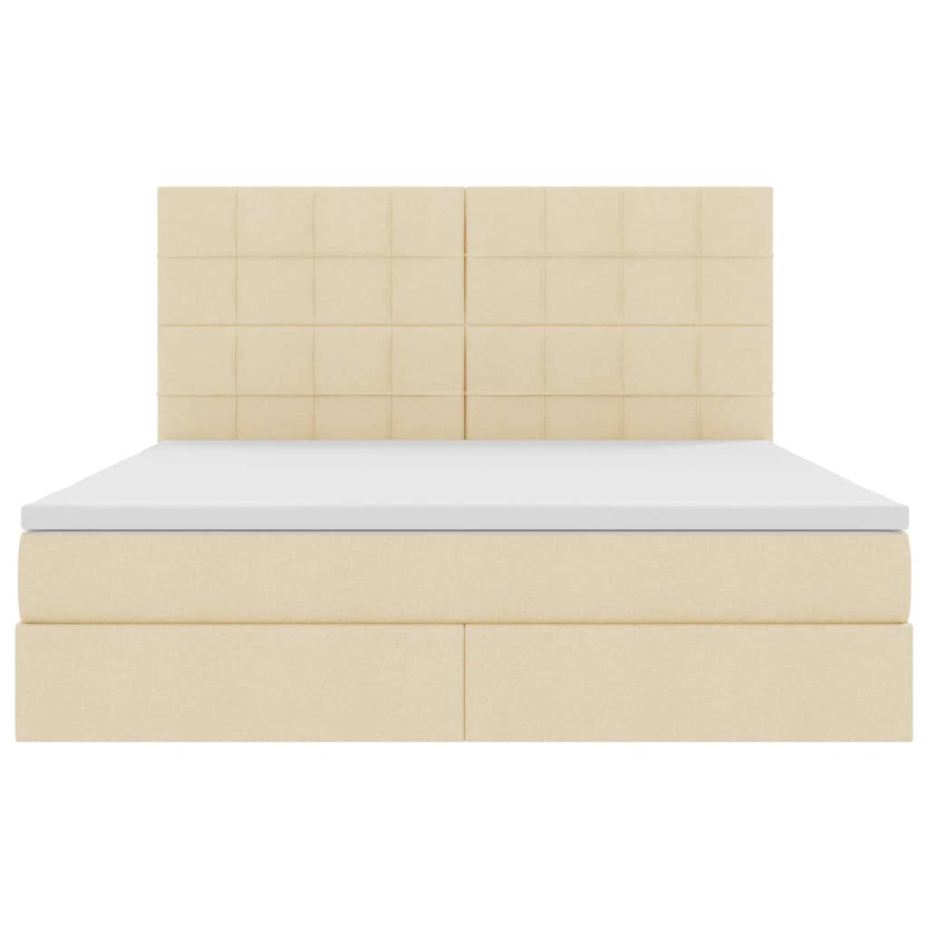 Bed met LED -striplichten met opslag Crème 180 x 200 cm Stof