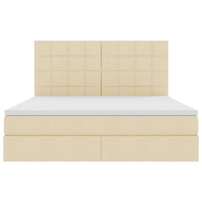 Bed met LED -striplichten met opslag Crème 180 x 200 cm Stof