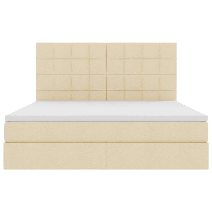 Bed met LED -striplichten met opslag Crème 180 x 200 cm Stof