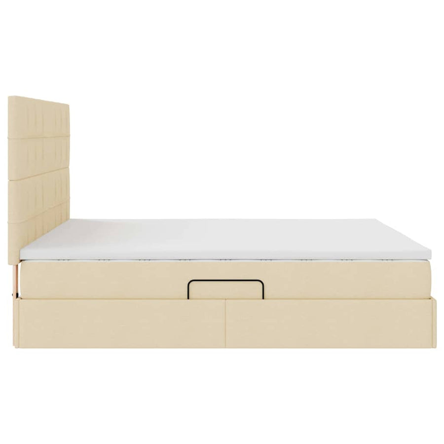 Bed met LED -striplichten met opslag Crème 180 x 200 cm Stof