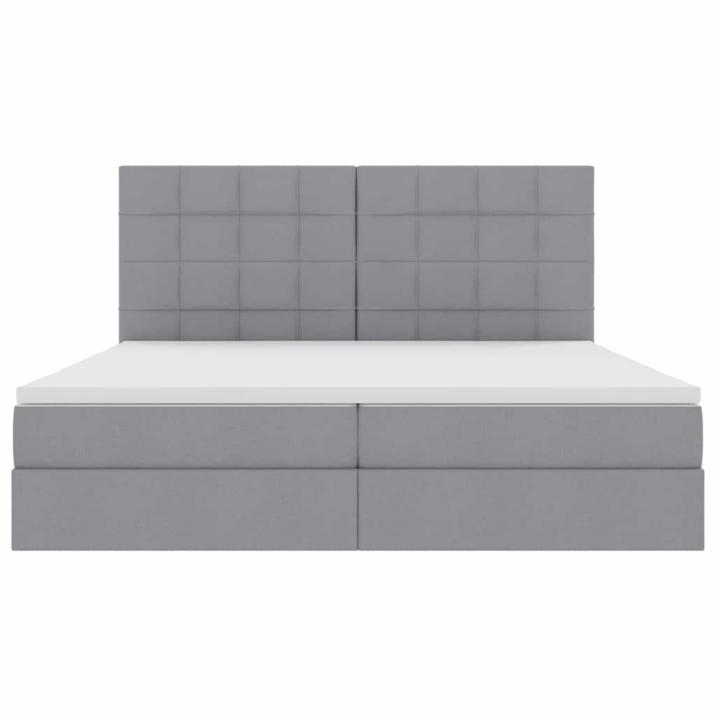 Bed met LED -striplichten Lichtgrijs 200 x 200 cm Stof