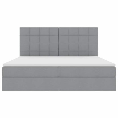 Bed met LED -striplichten Lichtgrijs 200 x 200 cm Stof