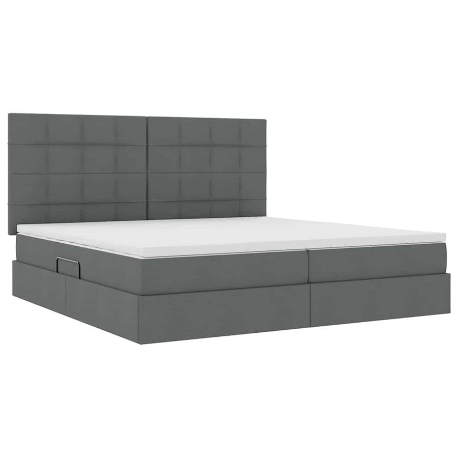 Bed met LED -striplichten Donkergrijs 200 x 200 cm Stof
