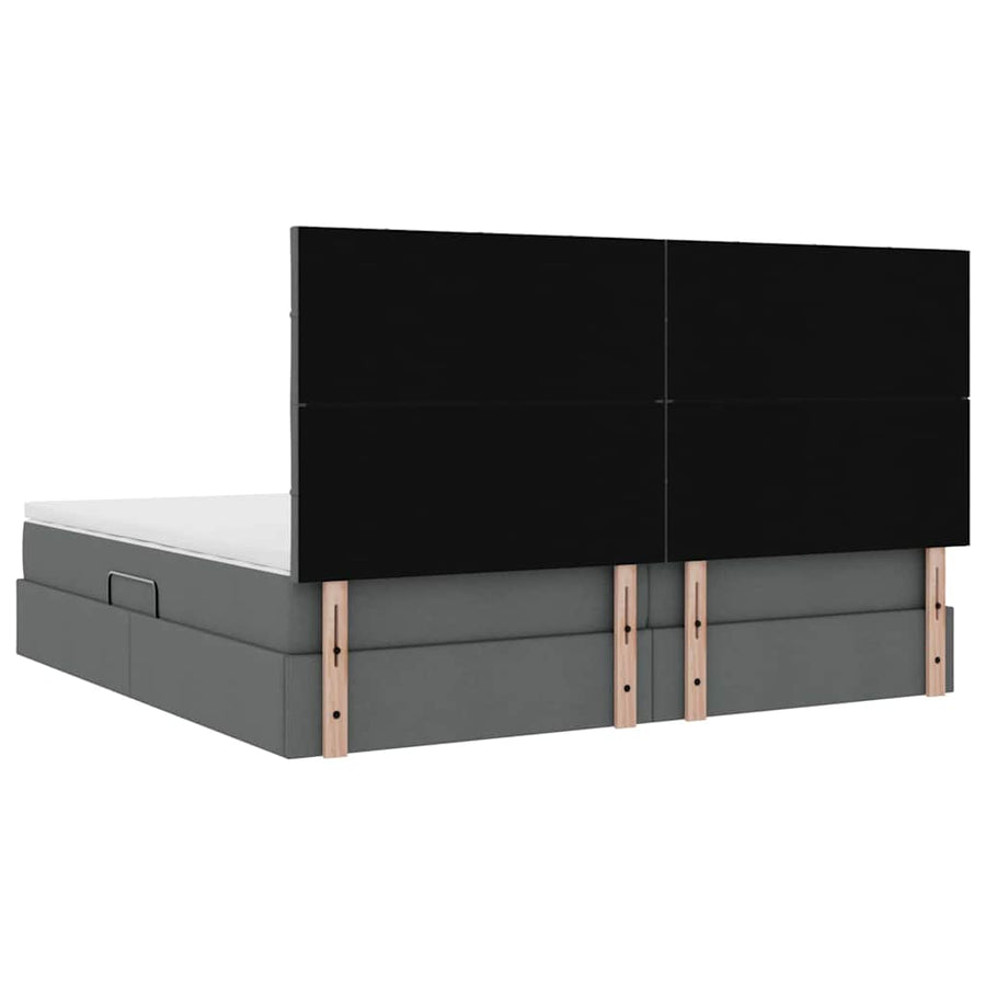 Bed met LED -striplichten Donkergrijs 200 x 200 cm Stof