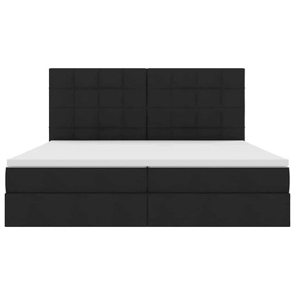 Bed met LED -striplichten met opslag Zwart 200 x 200 cm Stof