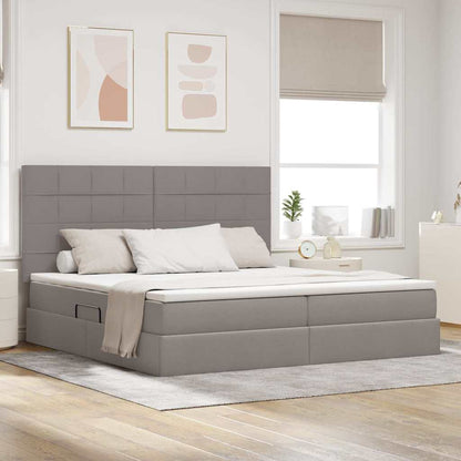 Bed met LED -striplichten met opslag Taupe 200 x 200 cm Stof