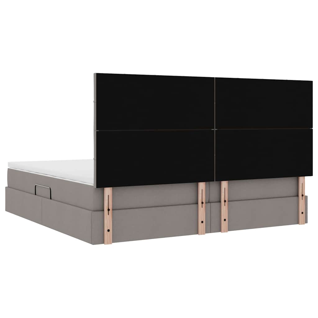 Bed met LED -striplichten met opslag Taupe 200 x 200 cm Stof
