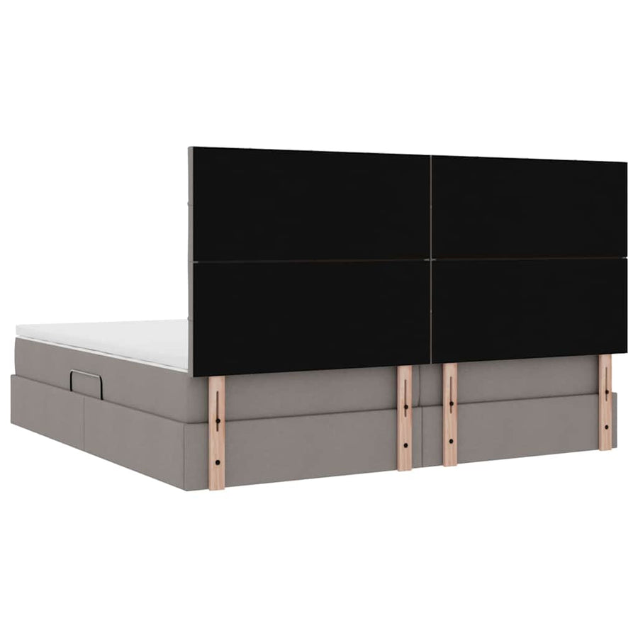 Bed met LED -striplichten met opslag Taupe 200 x 200 cm Stof
