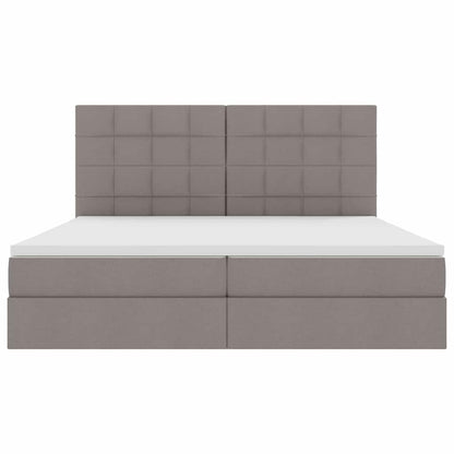 Bed met LED -striplichten met opslag Taupe 200 x 200 cm Stof