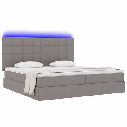 Bed met LED -striplichten met opslag Taupe 200 x 200 cm Stof
