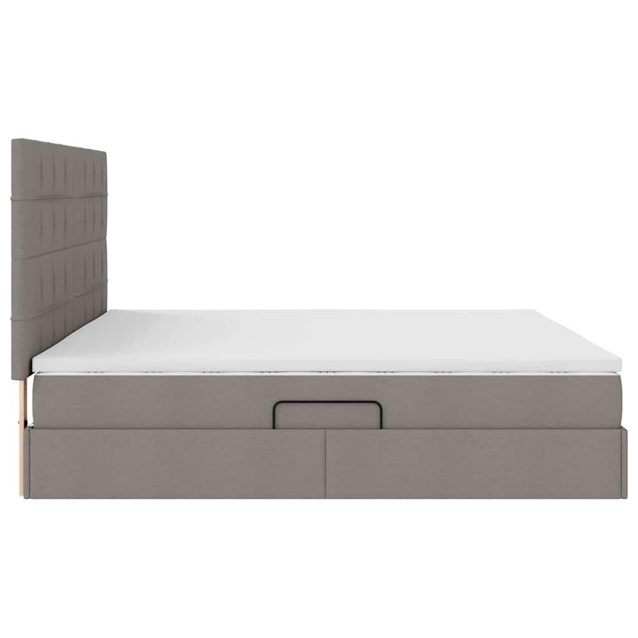 Bed met LED -striplichten met opslag Taupe 200 x 200 cm Stof