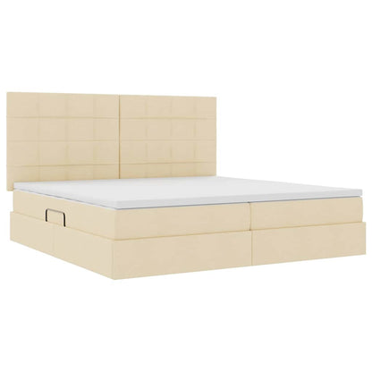 Opbergbed met LED met matras Crème 200 x 200 cm Polyester