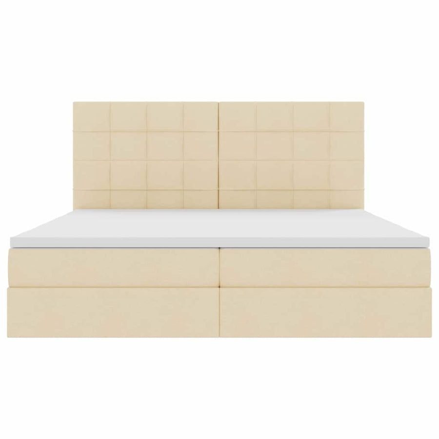 Opbergbed met LED met matras Crème 200 x 200 cm Polyester