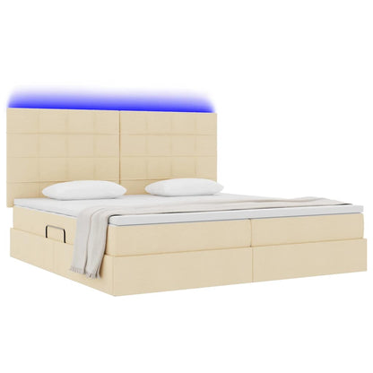 Opbergbed met LED met matras Crème 200 x 200 cm Polyester