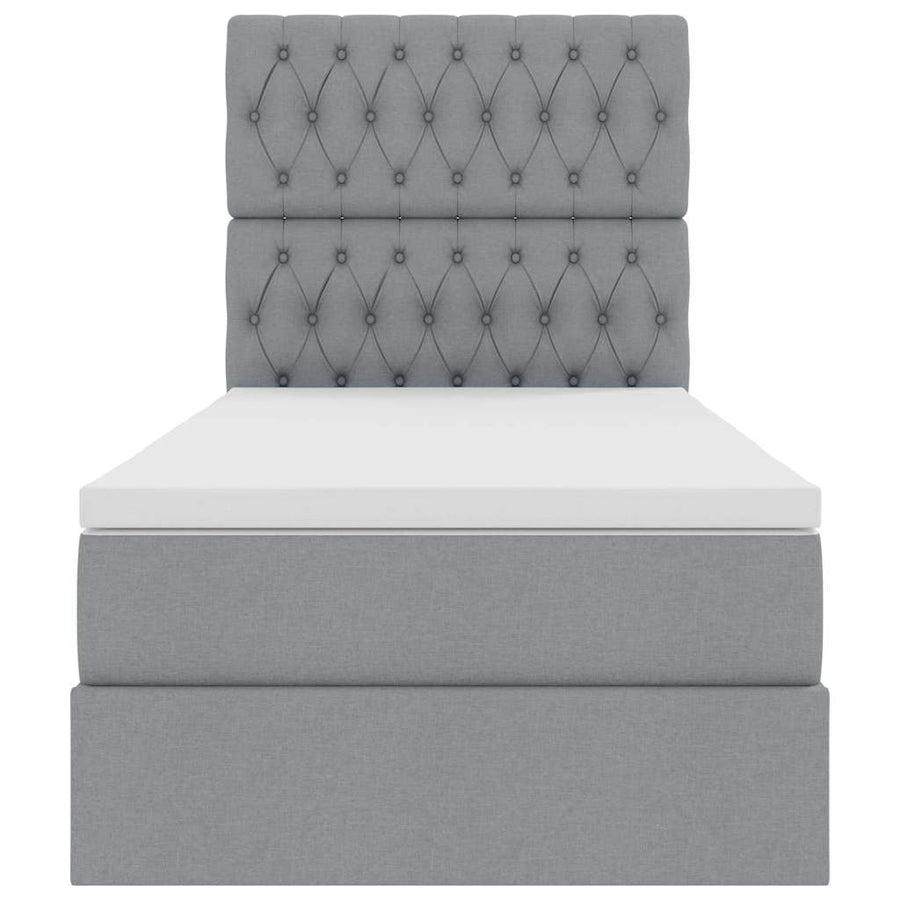 Opbergbed met LED met matras Lichtgrijs 90 x 190 cm Polyester