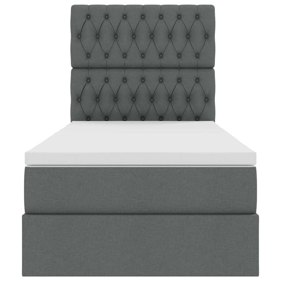 Opbergbed met LED met matras Donkergrijs 90 x 190 cm Polyester