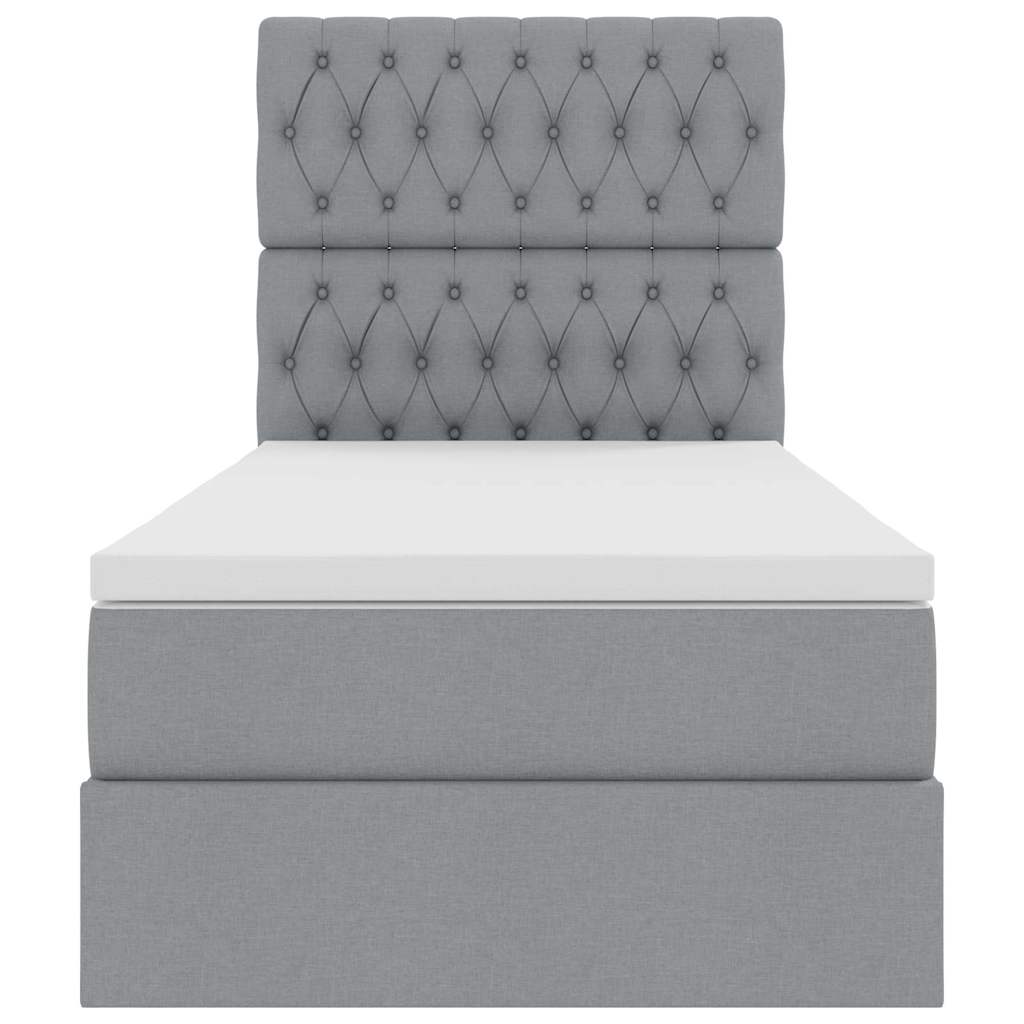 Opbergbed met LED met matras Lichtgrijs 100 x 200 cm Polyester