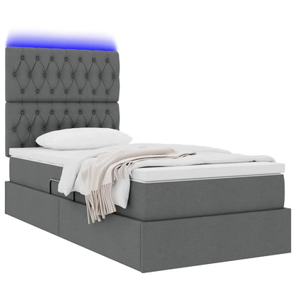 Opbergbed met LED met matras Donkergrijs 100 x 200 cm Polyester