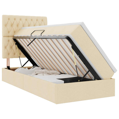 Opbergbed met LED met matras Crème 100 x 200 cm Polyester