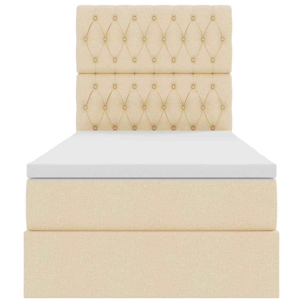Opbergbed met LED met matras Crème 100 x 200 cm Polyester