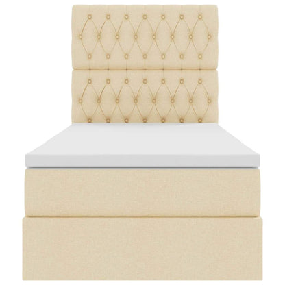 Opbergbed met LED met matras Crème 100 x 200 cm Polyester