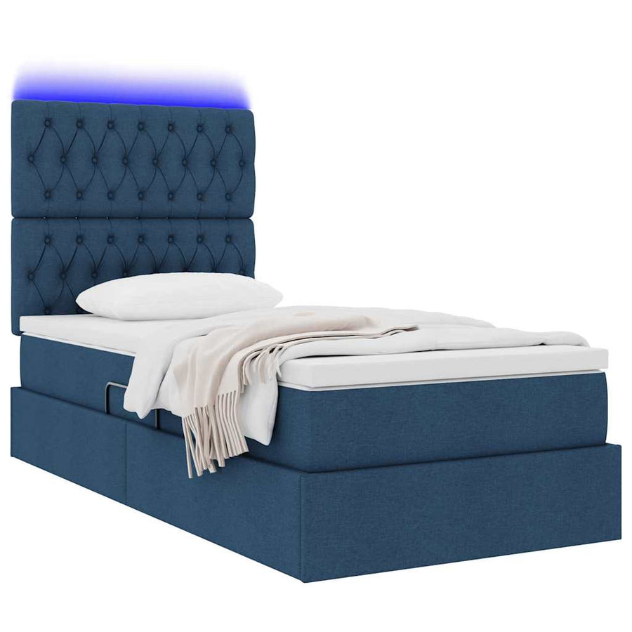 Opbergbed met LED met matras Blauw 100 x 200 cm Polyester
