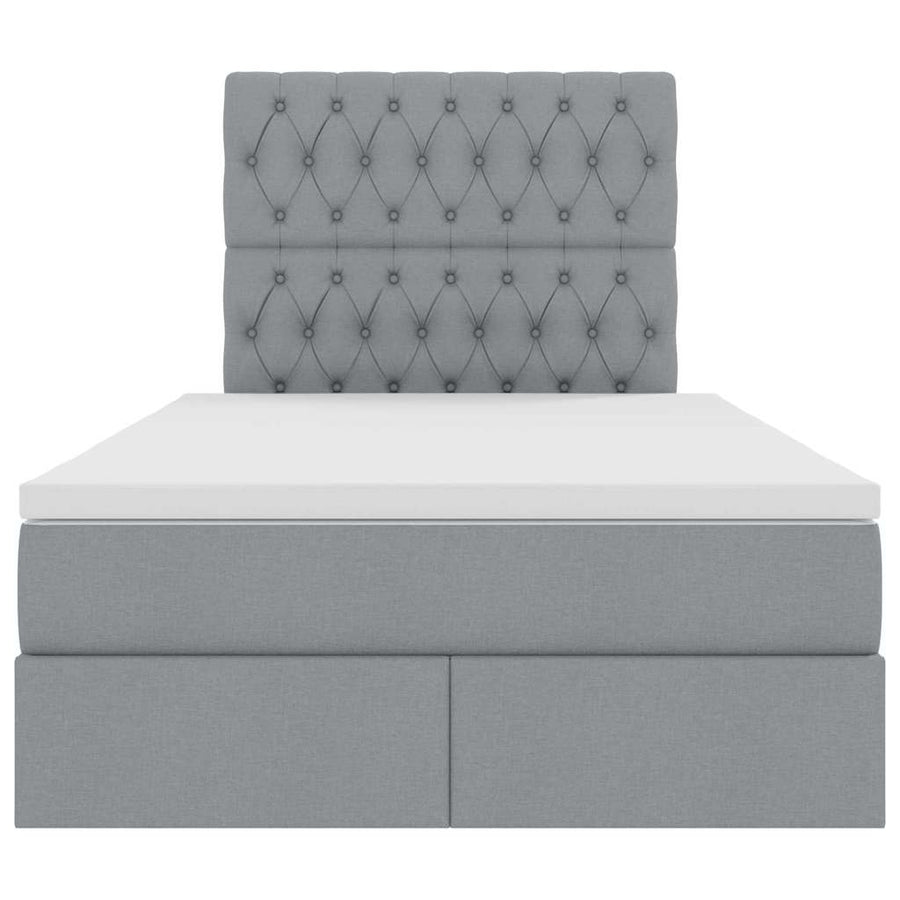 Opbergbed met LED met matras Lichtgrijs 120 x 190 cm Polyester