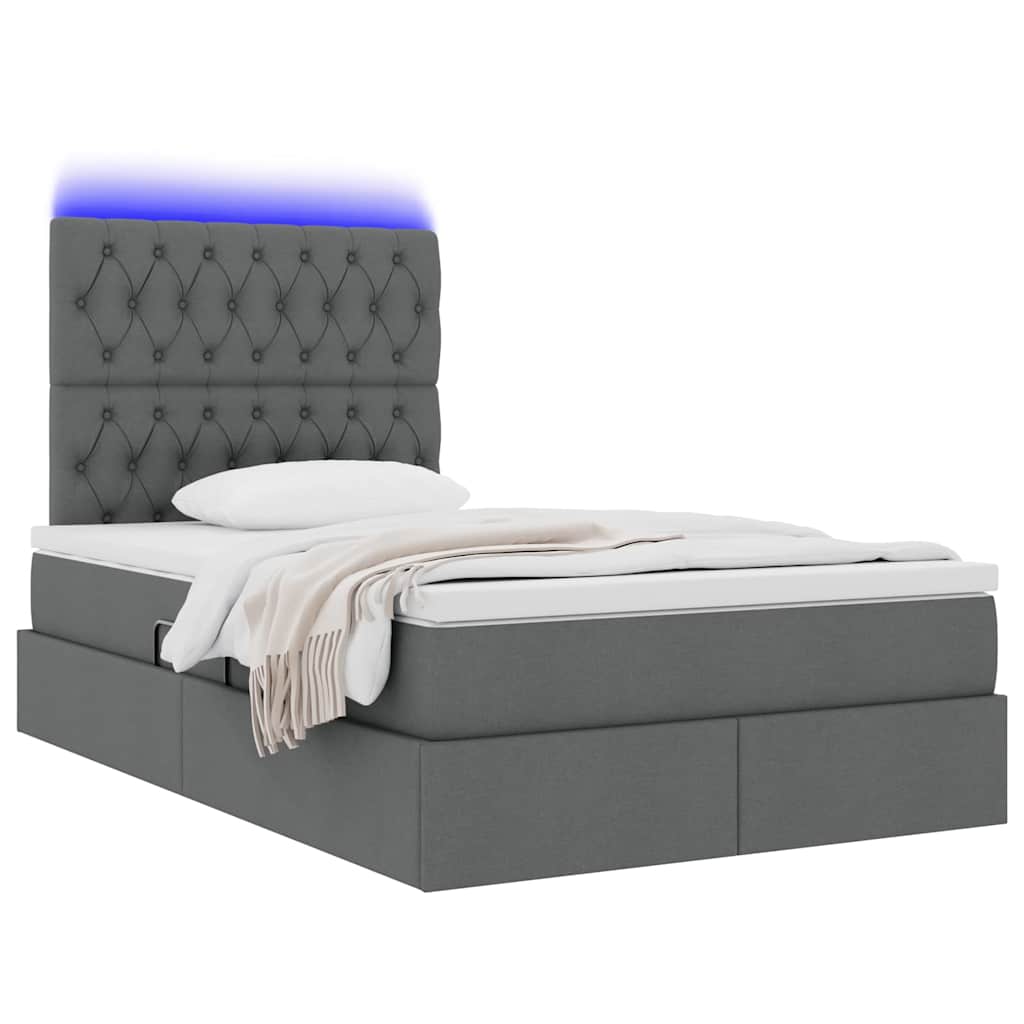 Opbergbed met LED met matras Donkergrijs 120 x 190 cm Polyester