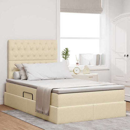 Opbergbed met LED met matras Crème 120 x 190 cm Polyester