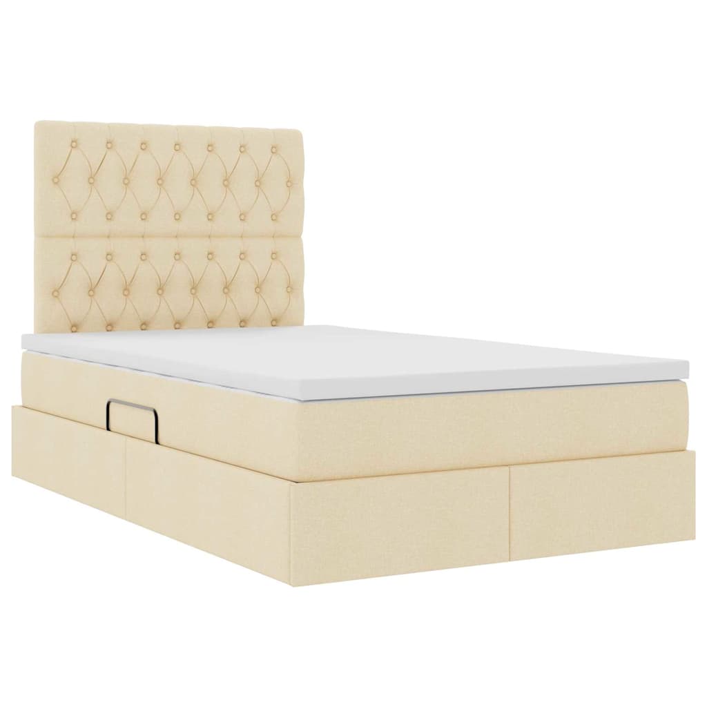 Opbergbed met LED met matras Crème 120 x 190 cm Polyester