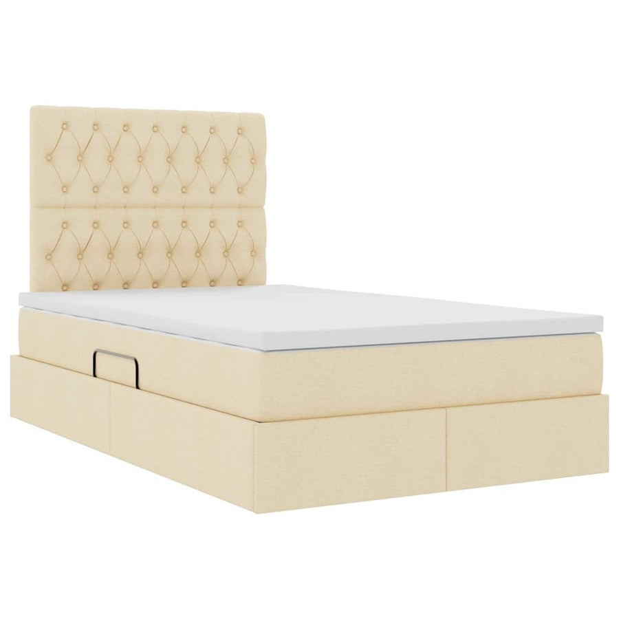 Opbergbed met LED met matras Crème 120 x 190 cm Polyester