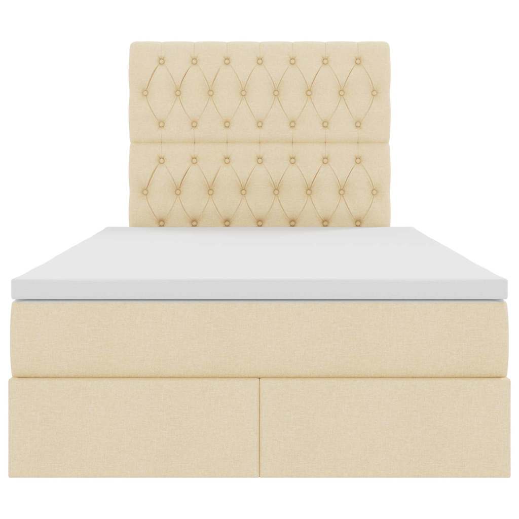 Opbergbed met LED met matras Crème 120 x 190 cm Polyester