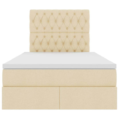 Opbergbed met LED met matras Crème 120 x 190 cm Polyester