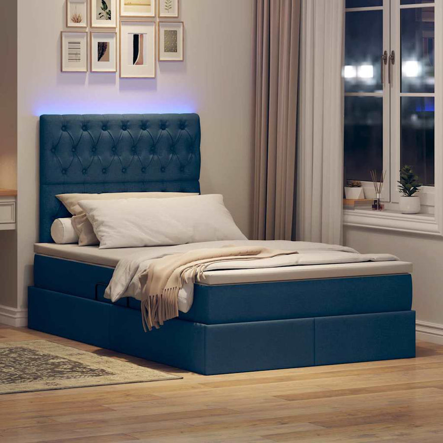 Opbergbed met LED met matras Blauw 120 x 190 cm Polyester