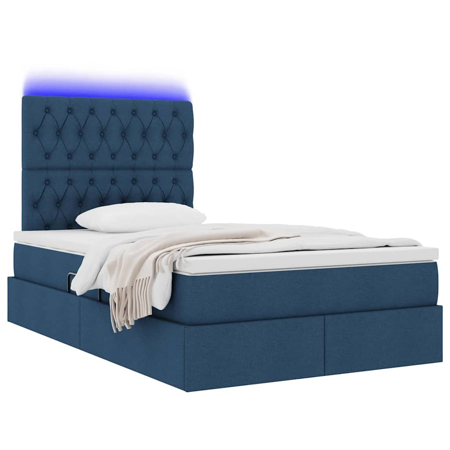 Opbergbed met LED met matras Blauw 120 x 190 cm Polyester