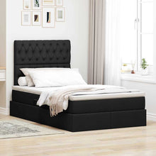 Bed met LED -striplichten met opslag Zwart 120 x 200 cm Stof