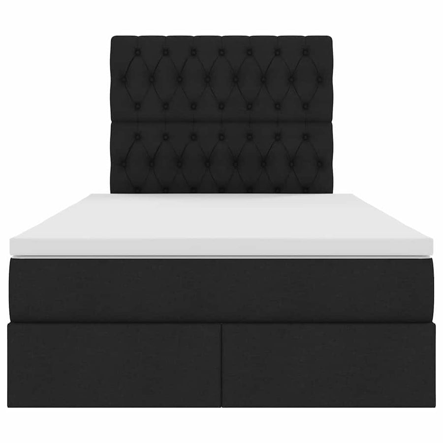 Bed met LED -striplichten met opslag Zwart 120 x 200 cm Stof