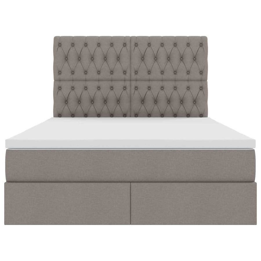 Bed met LED -striplichten met opslag Taupe 140 x 200 cm Stof