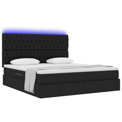 Bed met LED -striplichten met opslag Zwart 160 x 200 cm Stof