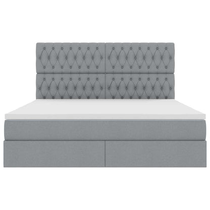 Bed met LED -striplichten Lichtgrijs 180 x 200 cm Stof