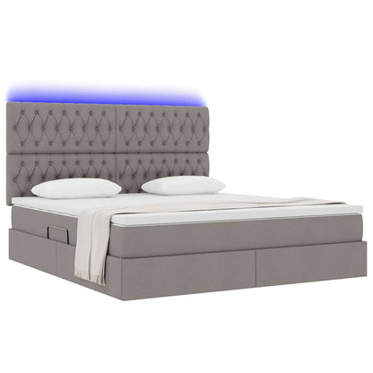 Bed met LED -striplichten met opslag Taupe 180 x 200 cm Stof