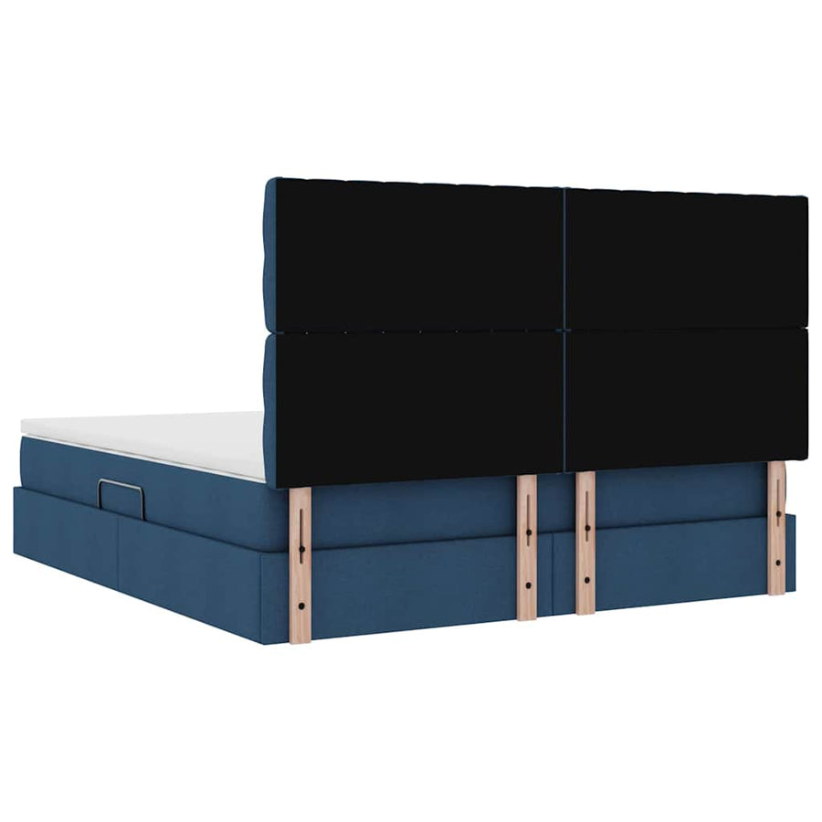 Bed met LED -striplichten met opslag Blauw 180 x 200 cm Stof