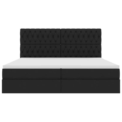 Bed met LED -striplichten met opslag Zwart 200 x 200 cm Stof