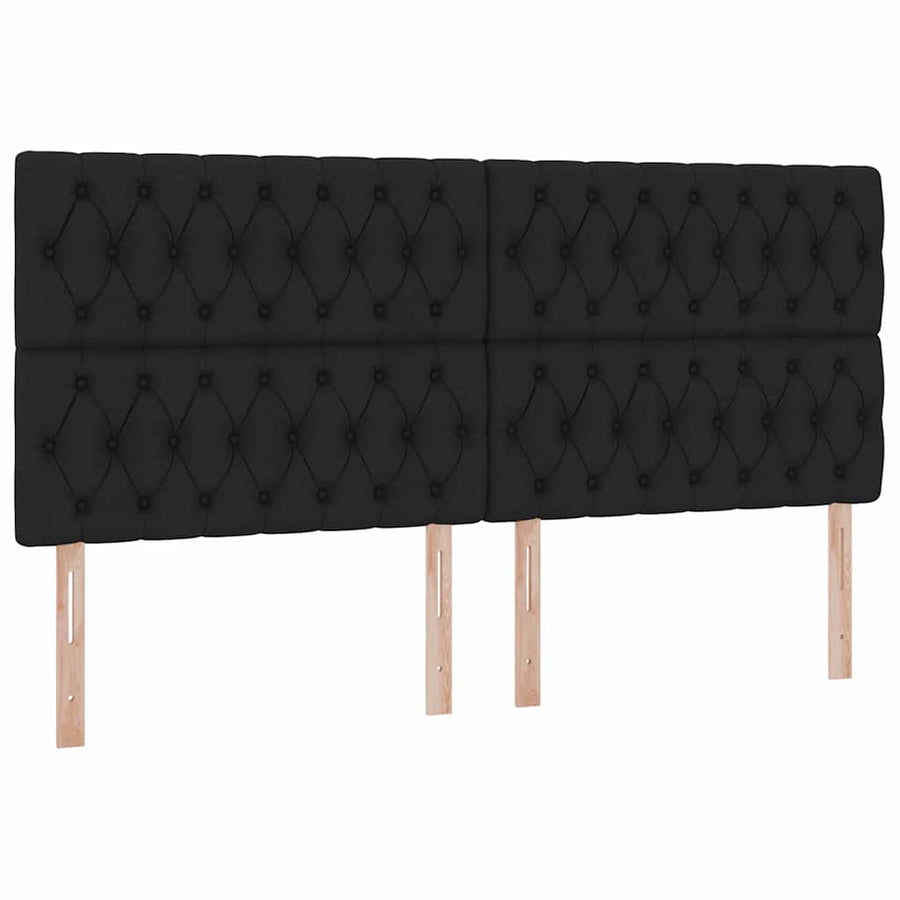 Bed met LED -striplichten met opslag Zwart 200 x 200 cm Stof