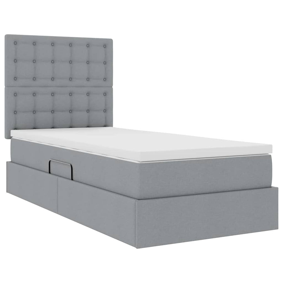 Opbergbed met LED met matras Lichtgrijs 90 x 190 cm Polyester