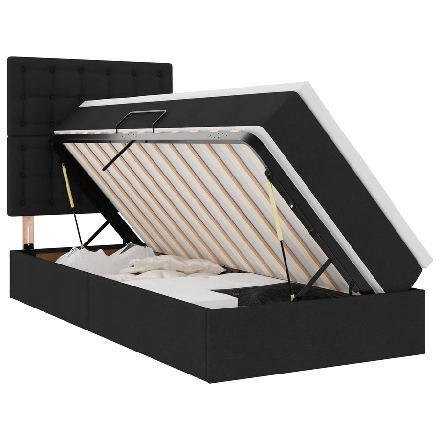 Opbergbed met LED met matras Zwart 90 x 190 cm Polyester