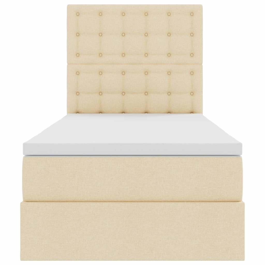 Opbergbed met LED met matras Crème 90 x 190 cm Polyester